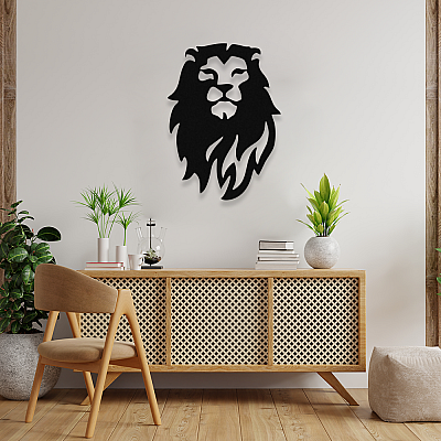 NEW JARGON Büyük Kral King Aslan Metal Dekoratif İç Mekan İçin Metal Tablo 50x30 cm