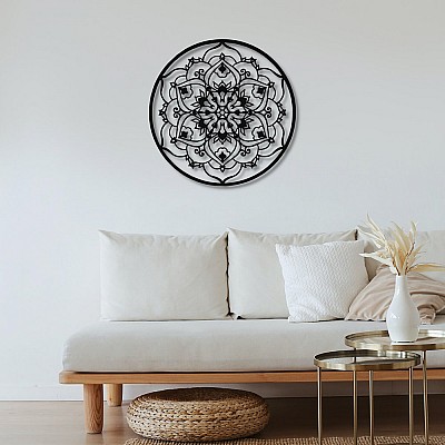 Mandala Duvar Oda Ev Aksesuarı Metal Tablo 50x50 cm