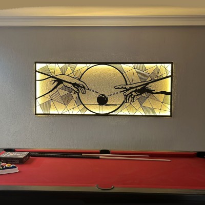 Ademin Yaratılışı ve Bilardo Duvar Oda Ev Aksesuarı Metal Tablo 