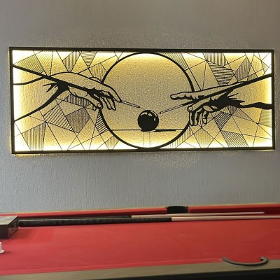 Ademin Yaratılışı ve Bilardo Duvar Oda Ev Aksesuarı Metal Tablo 