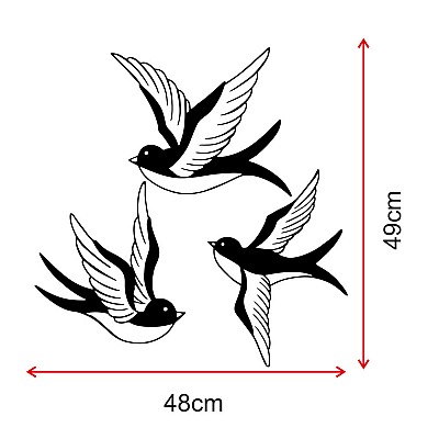 3 Parça Uçuşan Kuşlar Metal Tablo Duvar Oda Ev Aksesuarı