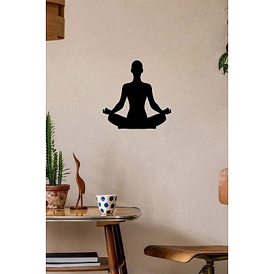 Oturan Adam Yoga Pozisyonu Metal Tablo Duvar Oda Ev Aksesuarı